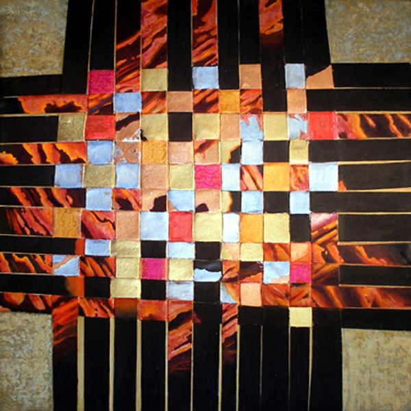 Woven Cross Mixed Media Painting by Anni Adkins