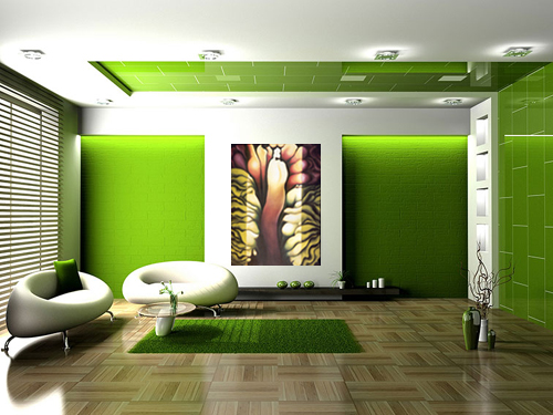 Arial Abstrct Painting by Anni Adkins in Room Setting
