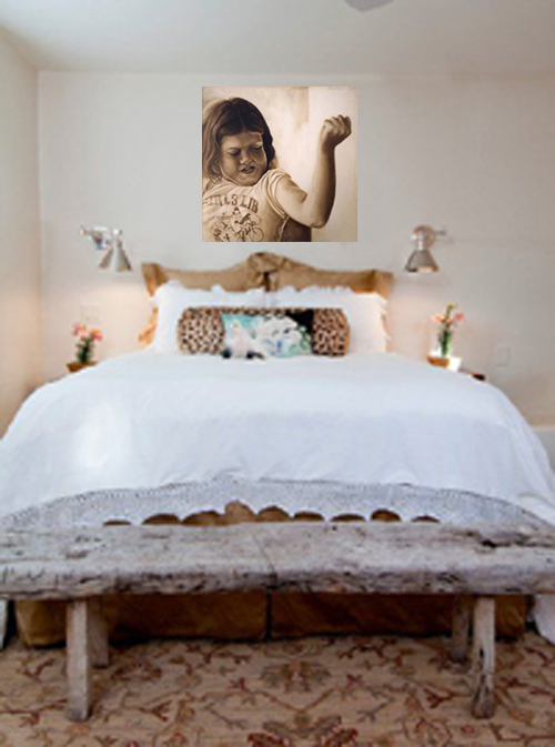 Girls Lib Photorealism Painting by Anni Adkins in Bedroom